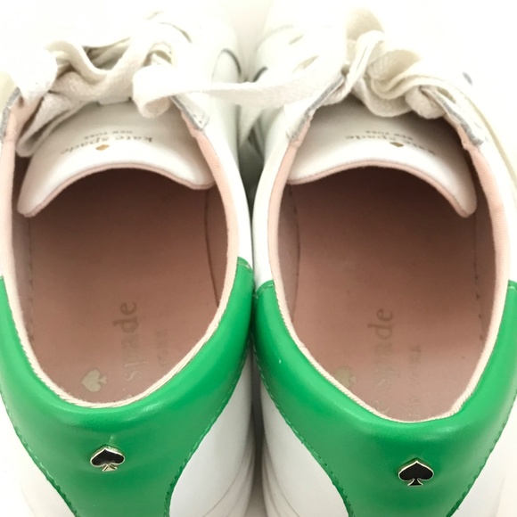 KATE SPADE Alanna Leather Sneakers White Green Women’s Size 10 - Picture 10 of 16